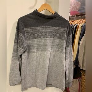 Lands' End Charcoal and Light Gray Turtleneck Sweater 100% cotton vintage